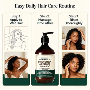 Shampoo à l'huile de ricin noire jamaïcaine à base d'extraits végétaux et de beurre de karité, nettoyant doux pour le cuir chevelu, nourrissant, réparateur et revitalisant pour les racines des cheveux - Product Image 5