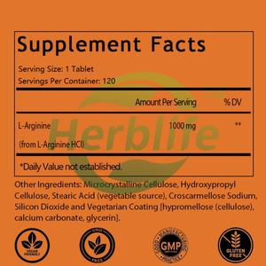OEM/ODM Vente chaude Comprimé de L-Arginine, 1000 mg, 120 comprimés, Précurseur d'oxyde nitrique, Acide aminé, Double force - Product Image 2