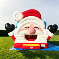 Kerst opblaasbare binnen- en buiten springkussen waterglijbaan combinatie commerciële springkasteel met glijbaan buitenspeeltoestel