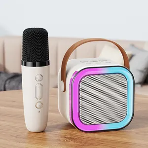 Top thời trang mini xách tay caixa de Som bluetooth không dây Led âm nhạc đèn karaoke loa với microphone