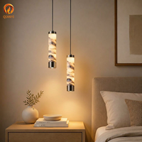 Suspension nordique en albâtre espagnol, luminaire tubulaire réglable en hauteur, lustre en marbre pour salle à manger