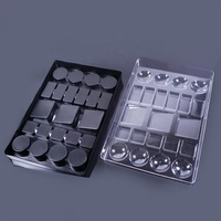 Plateau en plastique noir personnalisé pour chocolats avec couvercle transparent et support pour truffes en plastique