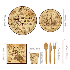 MM220 Assiettes en papier Thème Pirate Tasses Serviettes Fournitures jetables 8 invités Vaisselle pour fête d'anniversaire - Product Image 5