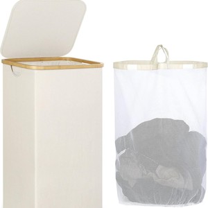 Collapsible Laundry <b>Basket</b> Rectangle <b>Foldable</b> Canvas With Inner Bag For Bathroom Bedroom - Product Image 5