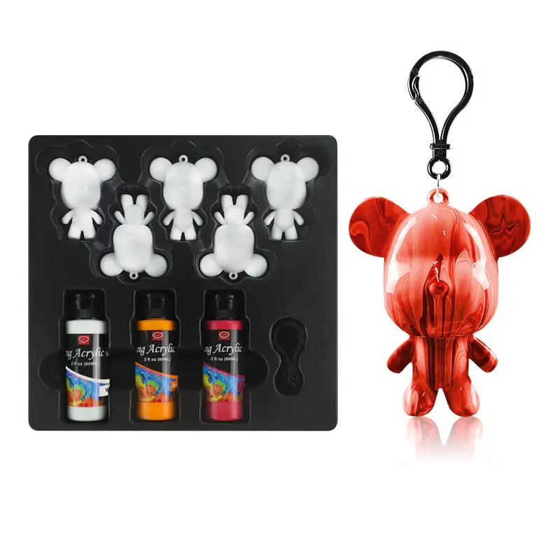 Ensemble d'art en céramique massif blanc géant Teddy Diy Arylic Violent Acrylic Poring 3D Bear Fluid Paint