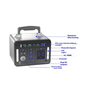 500W/1000W Portable Power Station, MPPT <b>Solar</b> Energy Storage Supply With Flashlight for <b>Mobile</b> Emergency 500 Pure Sine Wave Powe - Product Image 1