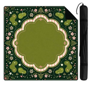 Tapis de Mahjong Thème Golf Américain - Design de terrain de golf vert avec balles et gants de golf, tapis de jeu silencieux antidérapant avec règle de Charleston - Product Image 4