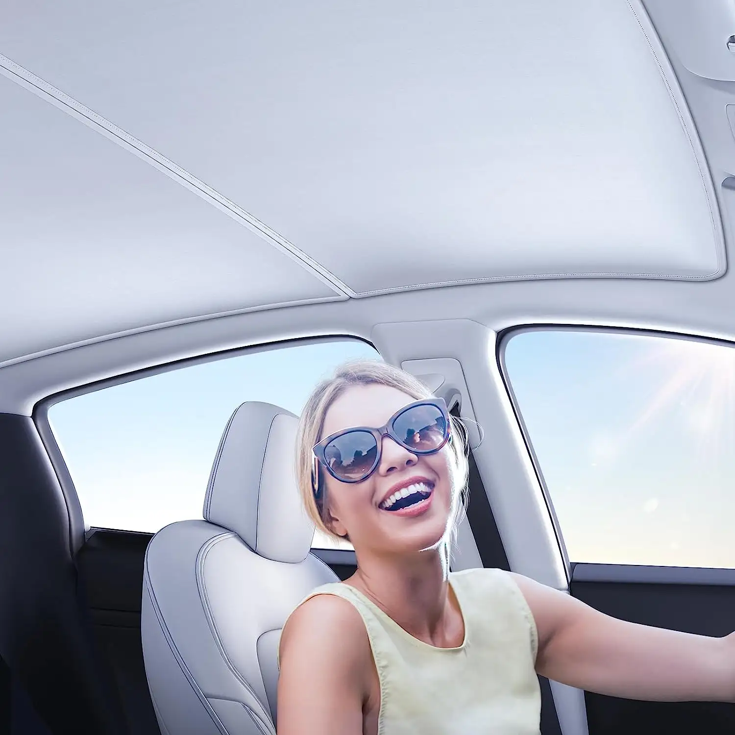 Sunroof Shades vizör araba aksesuarları için Model Y Sunroof gölge isı yalıtım örtüsü üst pencere UV güneş engelleme isı gölge