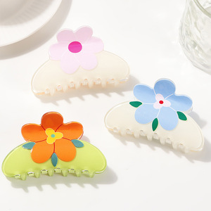 Elegant Flower Acrylic Hair Claw <b>Clip</b> with Rhinestone Custom Logo Fashion Daily Use Girls Hair Accessories - Product Image 2