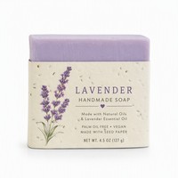 Étiquette personnalisée en papier semence imprimée pour savon à la lavande, emballage fait main, étiquette plantable OEM pour fabricants de savon artisanaux
