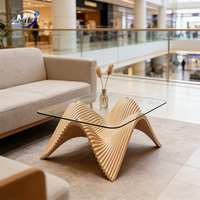 Table basse contemporaine en bois avec plateau en bois, base en bois, design paramétrique moderne, mobilier de salon, écologique et durable