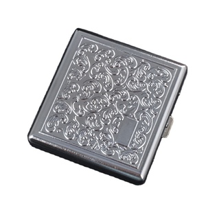 KY Caja de almacenamiento creativa de moda Paquete de 20 Caja de cigarrillos grabada en relieve delgada de <span class=keywords><strong>metal</strong></span> con clip - Product Image 6