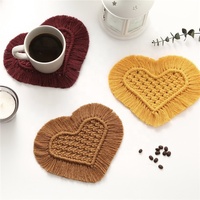 Tapis de Table moderne en forme de cœur, 1 pièce, en coton et Crochet, pour tasses, sous-verres