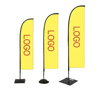 Drapeaux de plage synchronisés personnalisés imprimés UV, avec mât, drapeaux plume courbés, bannière publicitaire extérieure durable