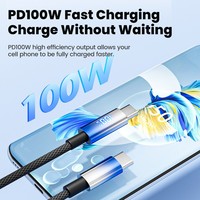 Kabel Data 1.2m Tipe-C ke Tipe-C dengan Pengisian Daya Super Cepat 100W, Layar LED Digital Pintar, dan Jalinan Nilon