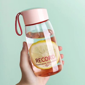 Portable Plastic Water Bottle With Lid And Strap For Students Travel Use Cherry Blossom Pink Navy Blue Olive Green Space Gray - Product Image 3