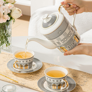 European Style <b>Tea</b> <b>Set</b> Luxury English <b>Tea</b> <b>Pot</b> <b>Set</b> Gold Rim Ceramic Cup and Saucer <b>Set</b> in Gift Box - Product Image 4