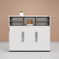 Poste de travail de bureau moderne modulaire pour 2 personnes avec écran, tiroir verrouillable, boîte à câbles, structure en acier, bureau pour personnel en open space