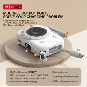 ZUZG 10000mAh 22.5W PD20W LED Type-C Magnetic Wireless Fast Charging Portable <strong>Power</strong> Bank With Charging Cable - Product Image 6