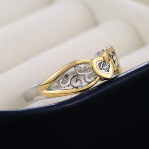 Anillo de compromiso con forma de corazón F512 para mujer con circonita cúbica creada en laboratorio, joyería de moda - Product Image 3