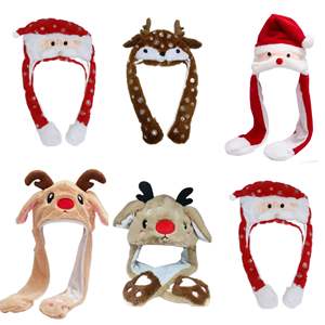 Botu Haute Qualité Polyester Orignal Manuel Père Noël Chapeaux De Noël Orignal Oreilles Jouet Chapeau De Noël En Peluche Lapin Oreille Mobile Chapeau - Product Image 1