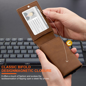 Men's Genuine Leather <b>Wallet</b> With <b>Metal</b> Card Holder RFID Blocking Anti-Theft 4 Inch Solid Color Spring 2024 - Product Image 4