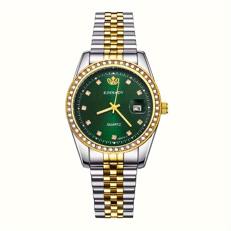 watch mens green dial luxury silver chain