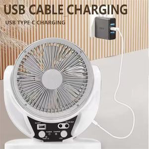 6 Inch AC DC USB Bảng Điện <span class=keywords><strong>Mini</strong></span> Xách Tay Điện Làm Mát <span class=keywords><strong>Fan</strong></span> Có Thể Sạc Lại Với Năng Lượng Mặt Trời Bảng Điều Khiển 2 Bóng Đèn Quạt Năng Lượng Mặt Trời - Product Image 3