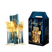 Offre Spéciale : Ensemble de Couverts de Cuisine (Couteau, Fourchette, Cuillère) avec Support de Rangement, Couteau, Fourchette, Cuillère de Style Occidental, Coffret Cadeau pour Fêtes à Domicile