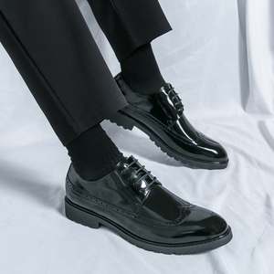 Mocassins de Luxe Italiens, Style Décontracté, Classiques, Habillés pour le Bureau, en Cuir Verni Noir, Chaussures Richelieu Italiennes pour Homme - Product Image 4