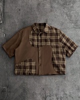 Chemise à carreaux de style chinois entièrement personnalisable pour homme avec boutons grenouille, chemisier ample à manches courtes style streetwear