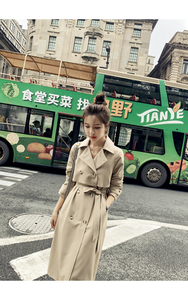 Giacche da donna modeste <span class=keywords><strong>Trench</strong></span> invernali eleganti da fabbrica Slim Fit lungo girocollo con decorazione a bottone per esterni - Product Image 6