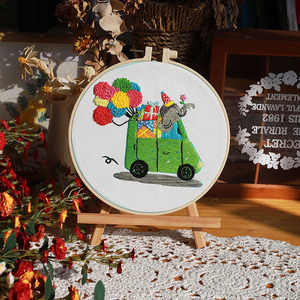 초보자를위한 창조적 인 동물 자수 크로스 스티치 키트 DIY 공예를위한 자수 후프 스레드와 수제 바늘 포인트 - Product Image 2