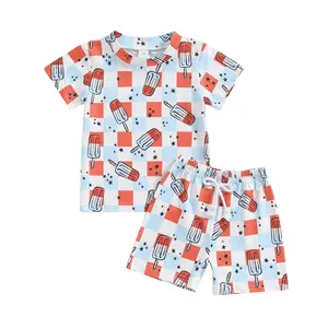Boutique new arrival toddler baby clothing sets Ice cream printed round neck two-piece set Baby Boys Clothing