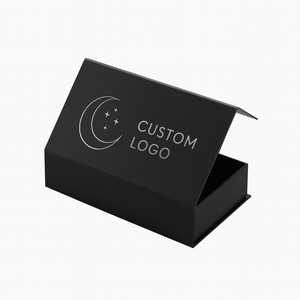 Kotak hadiah kaku bentuk buku hitam kustom pabrikan dengan <span class=keywords><strong>Tab</strong></span> tarik logo dan kemasan karton mewah penutup magnetik untuk hadiah - Product Image 2