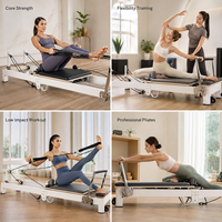 AUGER Reformer de Pilates Commercial Pliant en Aluminium, Équipement de Fitness Portable pour Entraînement du Core à Domicile et en Studio