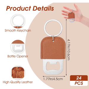 Portachiavi in Vera Pelle con Apribottiglie, Cucito a Mano, Anello Portachiavi in Acciaio Inossidabile, Strumento da Bar Tascabile, Regalo Vintage <span class=keywords><strong>per</strong></span> Uomo - Product Image 2
