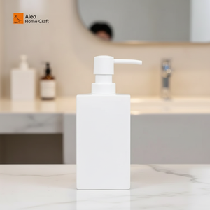 Dispensador de Jabón, Loción o Champú AELO, Moderno, Cuadrado, Blanco y Negro, de Poliresina Reciclada, Fácil de Limpiar, para Baño - Product Image 3