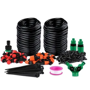 149Pcs Drip Irrigation Kit, 100FT Garden Watering System with 1/4" Blank Distribution Tubing Hose Automatic Patio Misting System