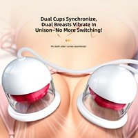Gleitsaugende Vibrations-Brustpumpe mit Doppelbecher, Brustmassagegerät, Brust-Masturbator, Nippel-Leck-Saugbecher, Sexspielzeug