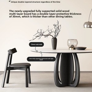 Ensemble <span class=keywords><strong>table</strong></span> et chaises de salle à manger vintage en <span class=keywords><strong>bois</strong></span> massif, convertible, avec plateau en pierre, mobilier de maison au design moderne et épuré - Product Image 4