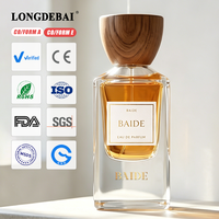 Flacon de parfum vide en verre épais de luxe, transparent, avec pompe à sertir CE, 30ml, 50ml, 100ml, avec bouchon en bois, vente en gros