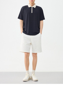 <span class=keywords><strong>เสื้อโปโล</strong></span>ผู้ชายทรงหลวม สีกรมท่าล้วน คอปกตัดสี ผ้าคุณภาพสูง แห้งเร็ว ไม่ยับง่าย พร้อมโลโก้สั่งทำพิเศษ - Product Image 3
