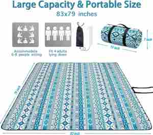 Picnic Extra <b>Large</b> Sand Proof and Waterproof Custom Portable Beach <b>Mat</b> Outdoor Blanket Rug for Camping Travel - Product Image 3