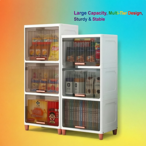 4-Tier Clear Stackable Drawer Storage Bins Transparent Plastic Organizer for Kitchen & Living Room Space-Saving Shelving Unit