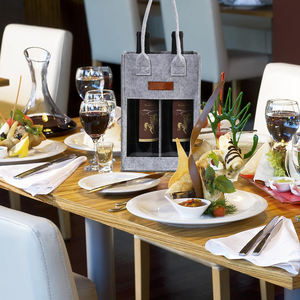 Premium Family Holiday Wedding Party Picnic Wine Lover Gift Cuatro botellas Grey Tote Bolsa <span class=keywords><strong>de</strong></span> vino <span class=keywords><strong>de</strong></span> <span class=keywords><strong>fieltro</strong></span> <span class=keywords><strong>con</strong></span> ventana - Product Image 5