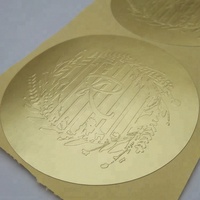 Autocollant adhésif de haute qualité GK-027, autocollant brillant doré avec logo en relief, étiquette ronde dorée