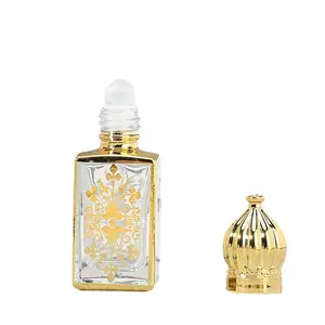 Parfum bola gulir persegi portabel 10ML sampel bola rol kaca botol attar kosong minyak esensial kelas atas