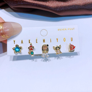 Nuevo Juego de 5 Pendientes de Princesa, Elegantes y Dulces, con Circonitas de Colores para Niñas, Plata 925 - Product Image 2