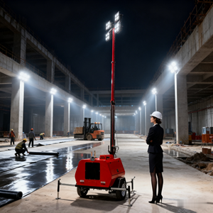 Directo de fábrica 800W LED Torre de luz móvil Potencia por Diesel Gener 4,5 m Mástil - Product Image 3